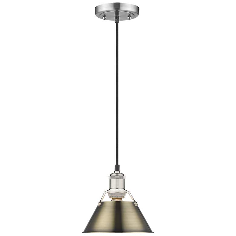 Image 1 Orwell 7 1/2" Wide Mini Pendant in Pewter with Aged Brass