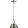 1_Orwell 7 1/2" Wide Mini Pendant in Pewter with Aged Brass