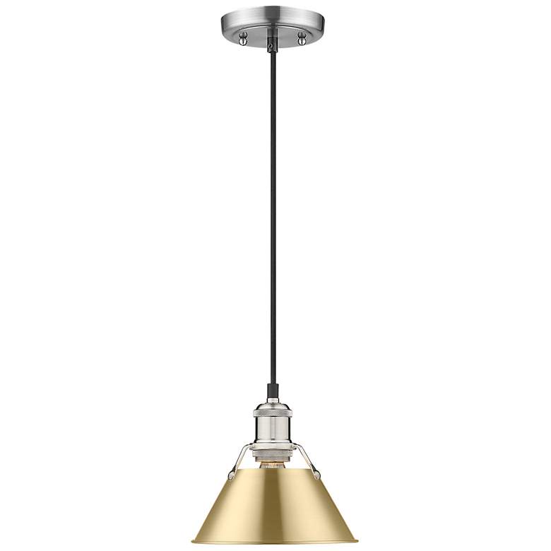 Image 1 Orwell 7 1/2" Wide Mini Pendant in Pewter with Brushed Champagne Bronz