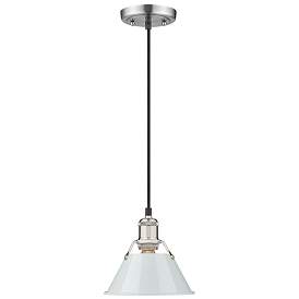 Image1 of Orwell 7 1/2" Wide Mini Pendant in Pewter with Dusky Blue
