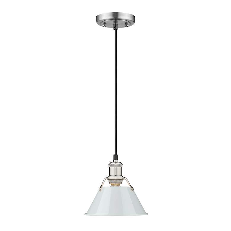 Image 2 Orwell 7 1/2" Wide Mini Pendant in Pewter with Dusky Blue more views