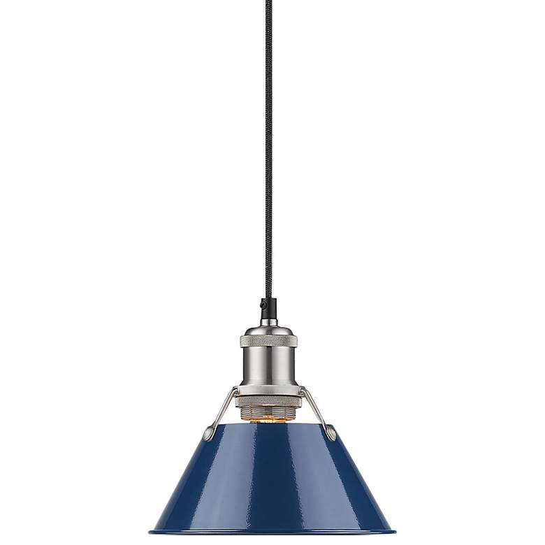 Image 1 Orwell 7 1/2" Wide Pewter 1-Light Mini Pendant with Navy Blue Shade