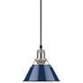 Orwell 7 1/2" Wide Pewter 1-Light Mini Pendant with Navy Blue Shade