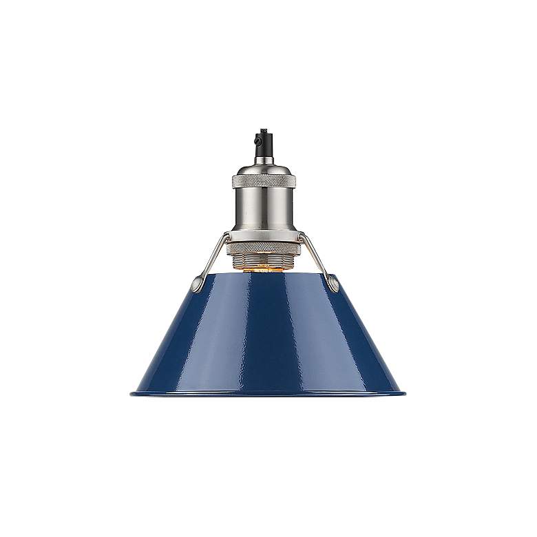 Image 2 Orwell 7 1/2" Wide Pewter 1-Light Mini Pendant with Navy Blue Shade more views