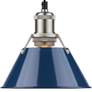 Orwell 7 1/2" Wide Pewter 1-Light Mini Pendant with Navy Blue Shade
