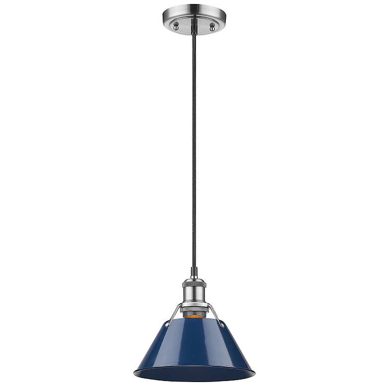 Image 3 Orwell 7 1/2" Wide Pewter 1-Light Mini Pendant with Navy Blue Shade more views