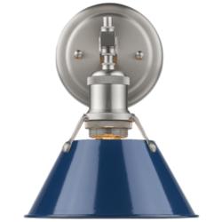 Orwell 7 1/2&quot; Wide Pewter 1-Light Wall Sconce with Navy Blue