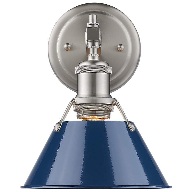 Image 1 Orwell 7 1/2" Wide Pewter 1-Light Wall Sconce with Navy Blue