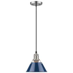 Orwell 7 1/2" Wide Pewter and Matte Navy Mini Pendant