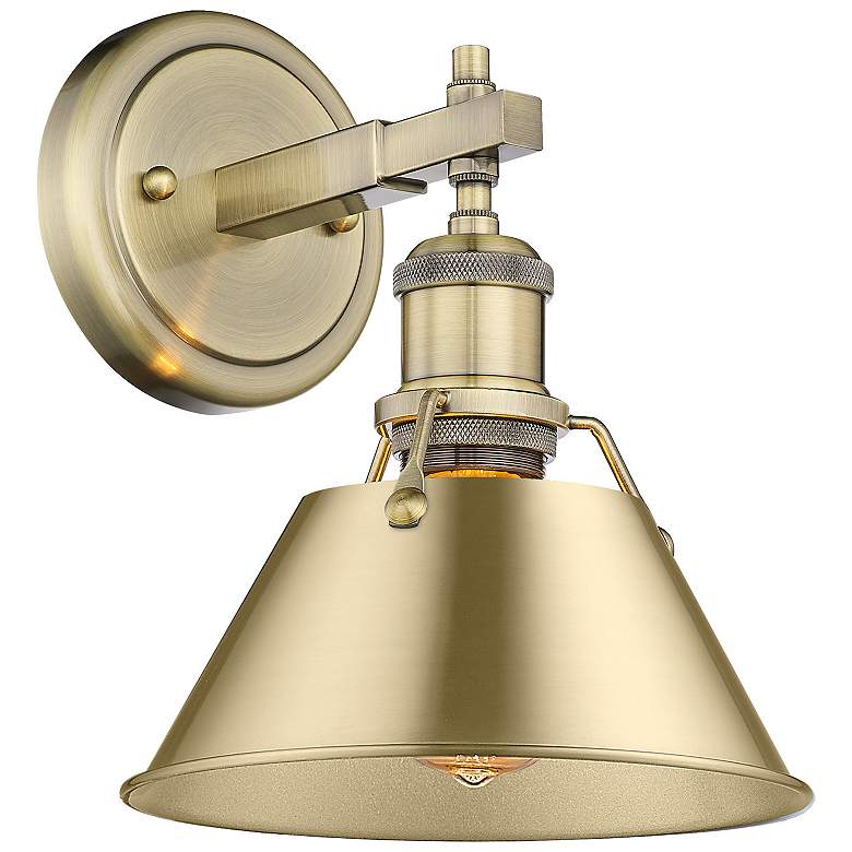 Image 1 Orwell 7 1/2" Wide Wall Sconce in Aged Brass with Brushed Champagne Br