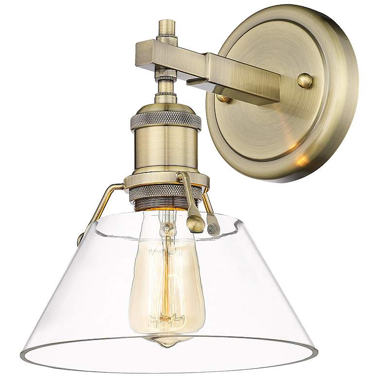 Image 1 Orwell 7 1/2" Wide Wall Sconce in Aged Brass with Clear Glass