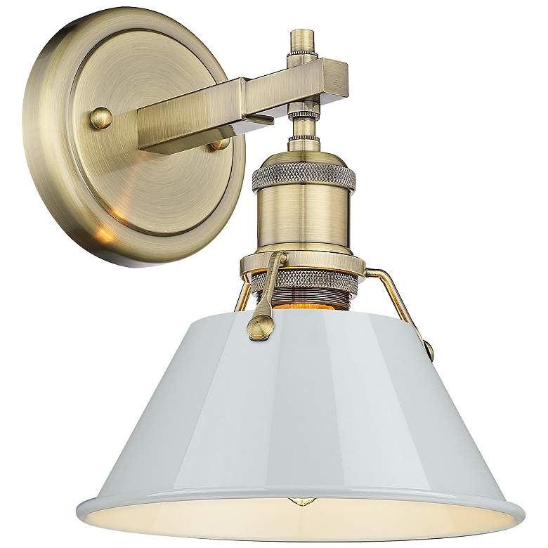 Image 1 Orwell 7 1/2" Wide Wall Sconce in Aged Brass with Dusky Blue