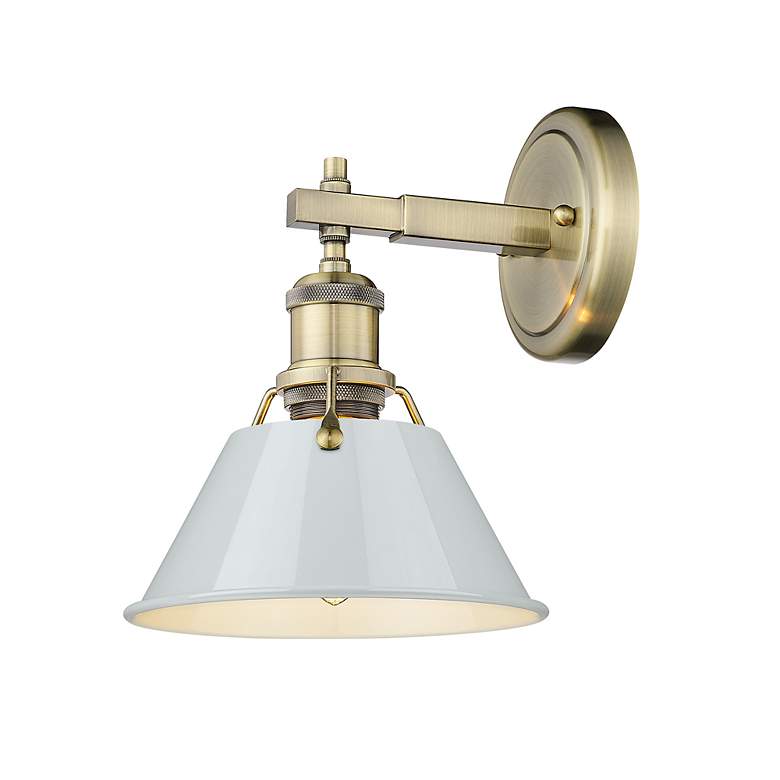 Image 3 Orwell 7 1/2" Wide Wall Sconce in Aged Brass with Dusky Blue more views