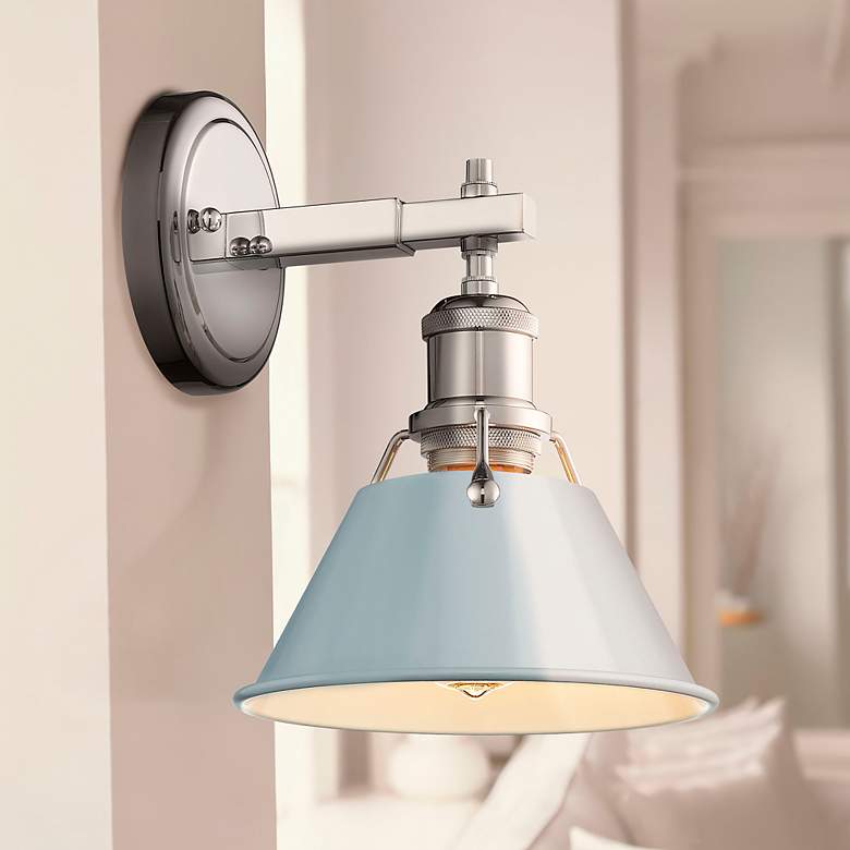 Image 1 Orwell 7 1/2" Wide Wall Sconce in Chrome with Dusky Blue