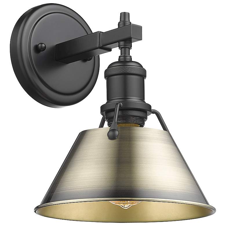 Image 1 Orwell 7 1/2" Wide Wall Sconce in Matte Black with Aged Brass