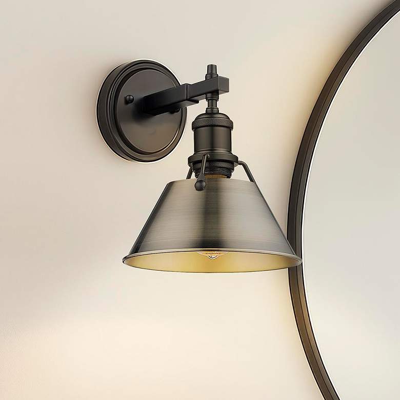 Image 1 Orwell 7 1/2" Wide Wall Sconce in Matte Black with Aged Brass