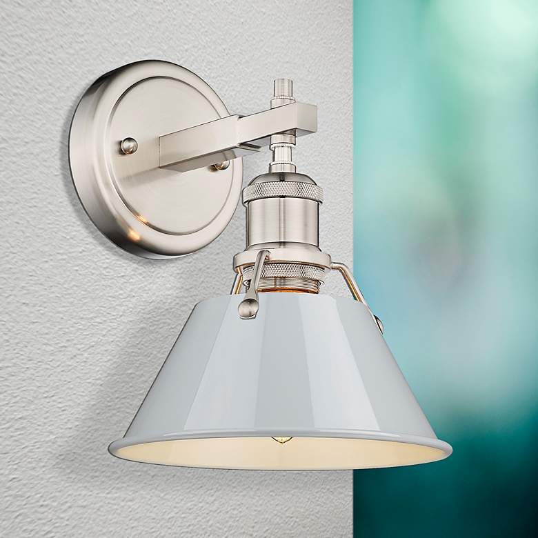 Image 1 Orwell 7 1/2" Wide Wall Sconce in Pewter with Dusky Blue
