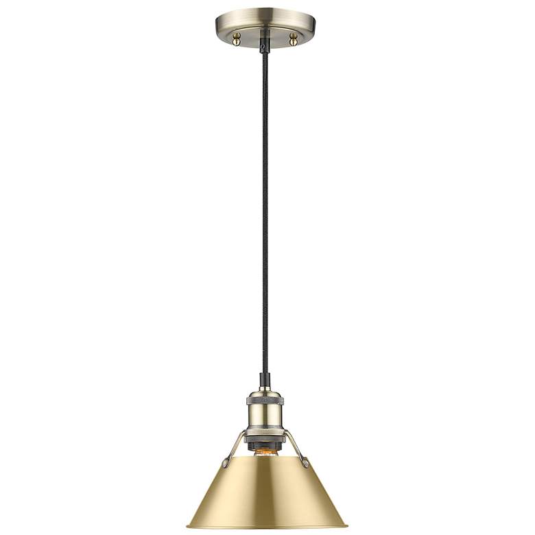Image 1 Orwell 7 1/2"W Aged Brass and Champagne Bronze Mini Pendant