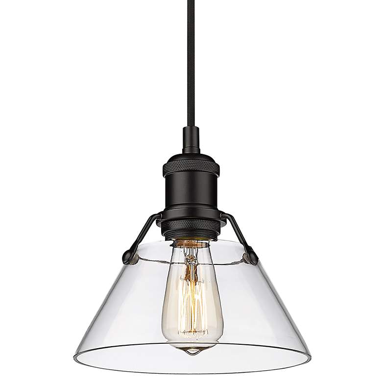 Image 1 Orwell 7 1/2"W Matte Black Mini Pendant w/ Clear Glass Shade