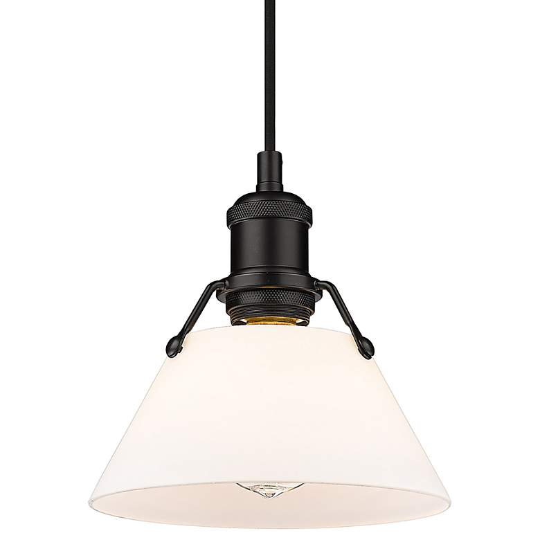 Image 1 Orwell 7 1/2"W Matte Black Mini Pendant w/ Opal Glass Shade