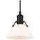 Orwell 7 1/2"W Matte Black Mini Pendant w/ Opal Glass Shade