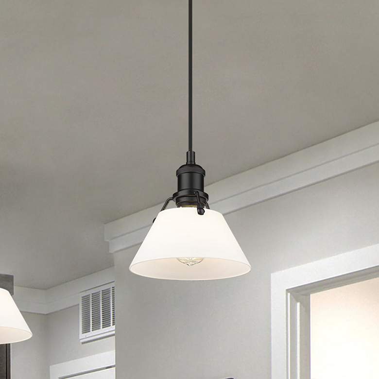 Image 1 Orwell 7 1/2"W Matte Black Mini Pendant w/ Opal Glass Shade
