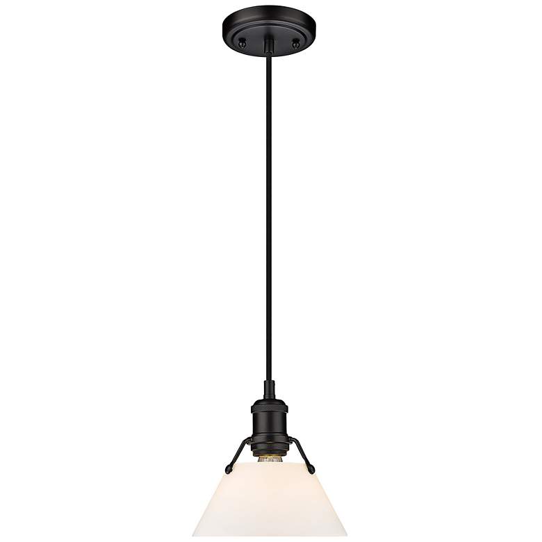 Image 3 Orwell 7 1/2"W Matte Black Mini Pendant w/ Opal Glass Shade more views