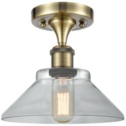 Orwell 8.38" Wide Antique Brass Semi Flush Mount w/ Clear Shade