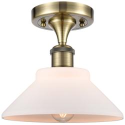 Orwell 8.38" Wide Antique Brass Semi Flush Mount w/ Matte White Shade