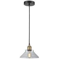 Orwell 8.38&quot; Wide Black Brass Corded Mini Pendant With Clear Shade