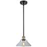 Orwell 8.38" Wide Black Brass Stem Hung Mini Pendant w/ Clear Shade