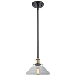 Orwell 8.38" Wide Black Brass Stem Hung Mini Pendant w/ Clear Shade