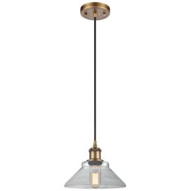 Orwell 8.38" Wide Brushed Brass Corded Mini Pendant w/ Clear Shade Orwell 8.38" Wide Brushed Brass Corded Mini Pendant w/ Clear Shade