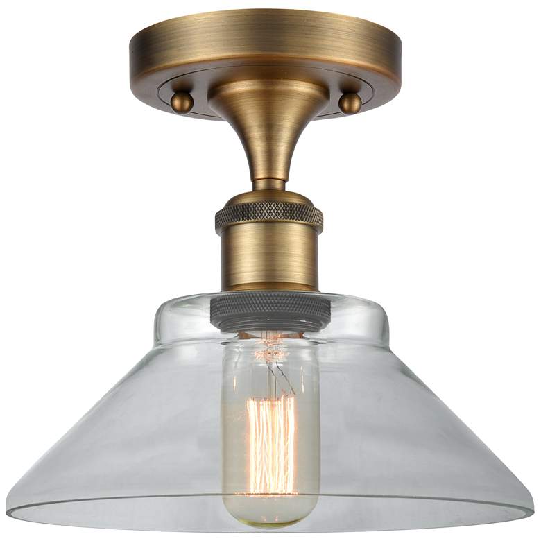 Image 1 Orwell 8.38" Wide Brushed Brass Semi Flush Mount w/ Clear Shade