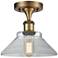 Orwell 8.38" Wide Brushed Brass Semi Flush Mount w/ Clear Shade