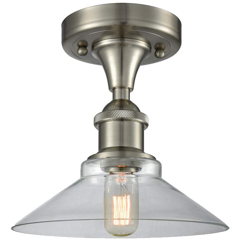 Image 1 Orwell 8.38" Wide Brushed Satin Nickel Flush Mount w/ Clear Shade