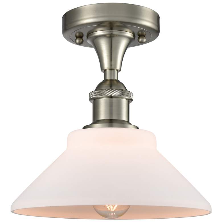 Image 1 Orwell 8.38" Wide Brushed Satin Nickel Flush Mount w/ Matte White Shad