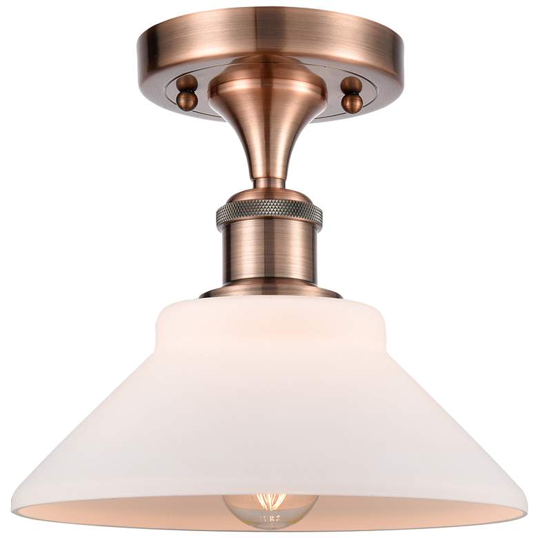 Image 1 Orwell 8.38" Wide Copper Semi Flush Mount w/ Matte White Shade