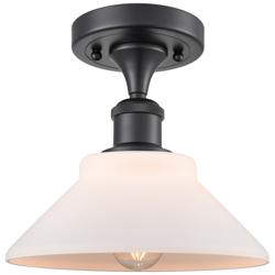 Orwell 8.38" Wide Matte Black Semi Flush Mount w/ Matte White Shade