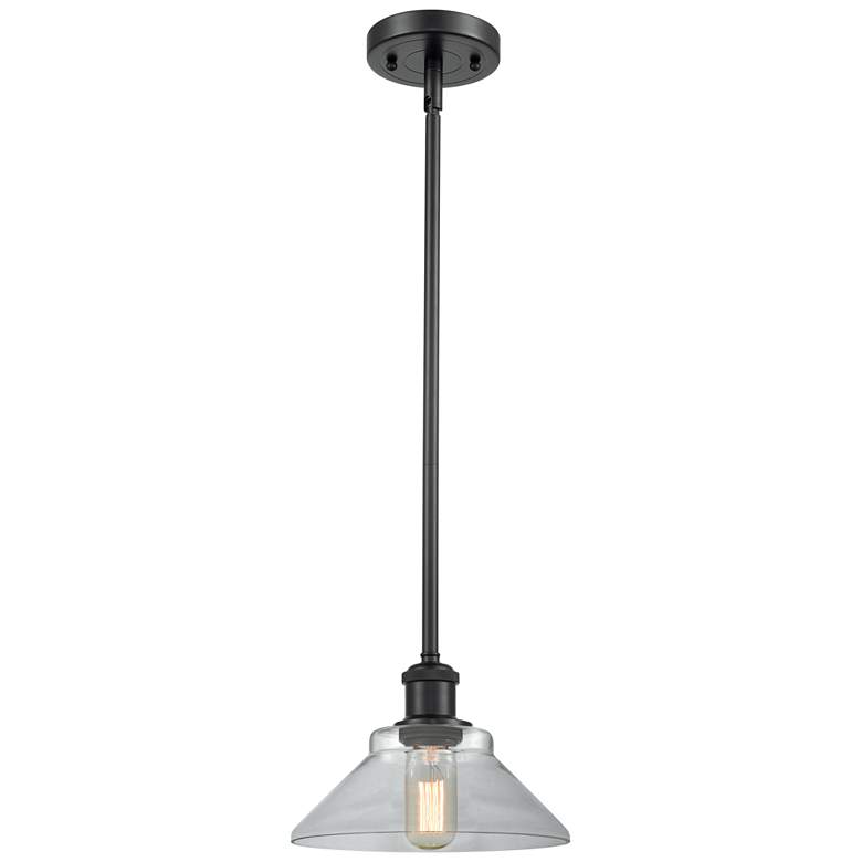 Image 1 Orwell 8.38" Wide Matte Black Stem Hung Mini Pendant w/ Clear Shade