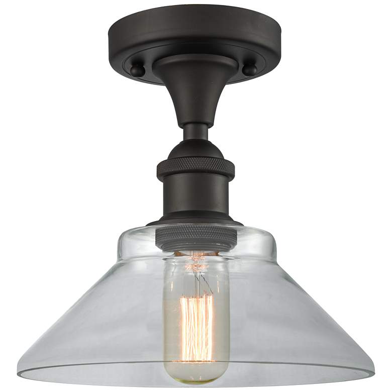 Image 1 Orwell 8.38" Wide Oil Rubbed Bronze Semi Flush Mount w/ Clear Shade