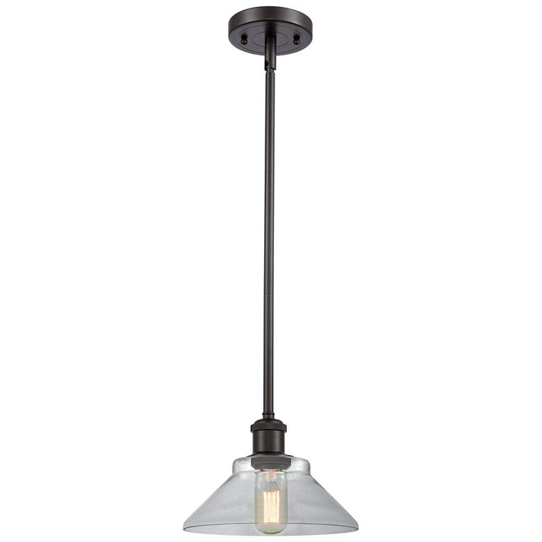 Image 1 Orwell 8.38" Wide Oil Rubbed Bronze Stem Hung Mini Pendant w/ Clear Sh