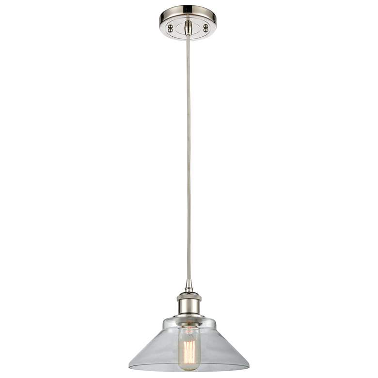 Image 1 Orwell 8.38" Wide Polished Nickel Corded Mini Pendant w/ Clear Shade