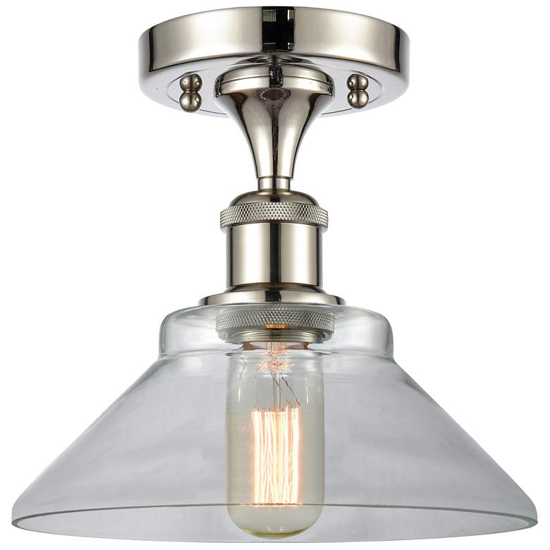 Image 1 Orwell 8.38" Wide Polished Nickel Semi Flush Mount w/ Clear Shade