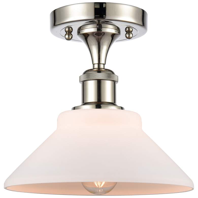 Image 1 Orwell 8.38" Wide Polished Nickel Semi Flush Mount w/ Matte White Shad