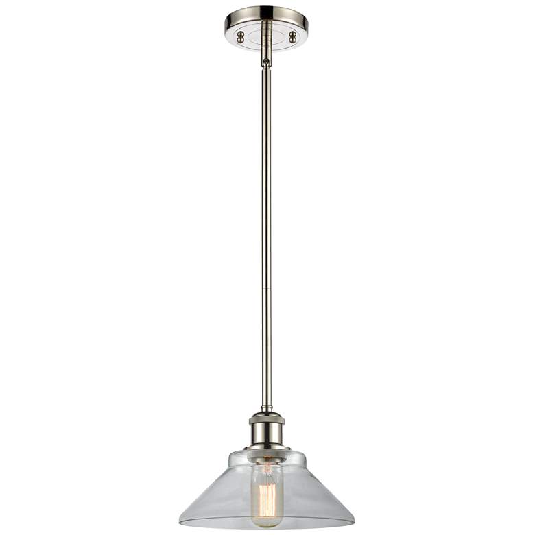 Image 1 Orwell 8.38" Wide Polished Nickel Stem Hung Mini Pendant w/ Clear Shad