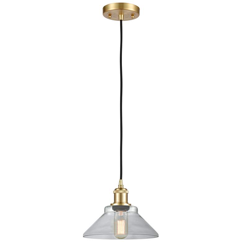 Image 1 Orwell 8.38" Wide Satin Gold Corded Mini Pendant w/ Clear Shade