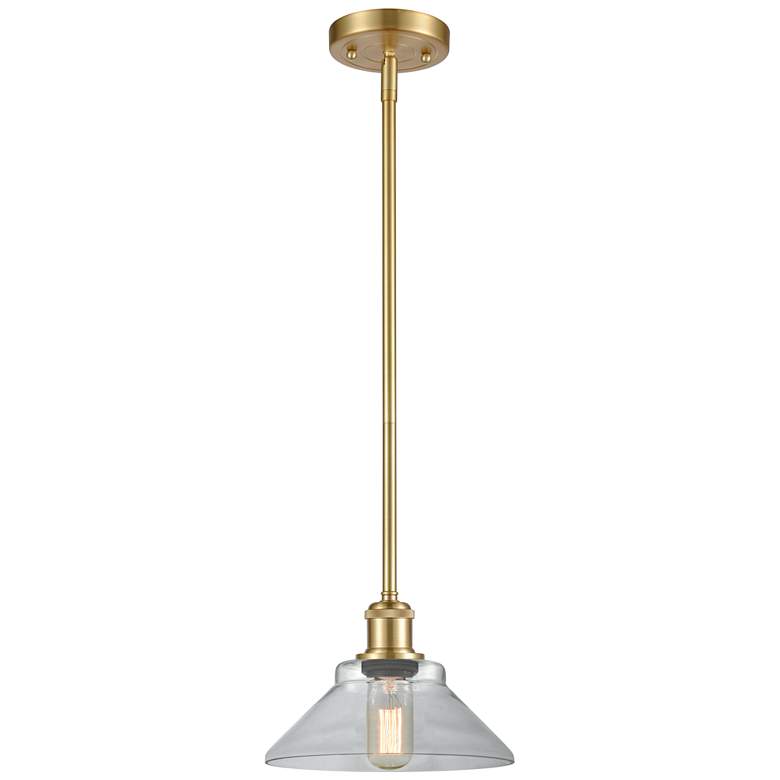 Image 1 Orwell 8.38" Wide Satin Gold Stem Hung Mini Pendant w/ Clear Shade