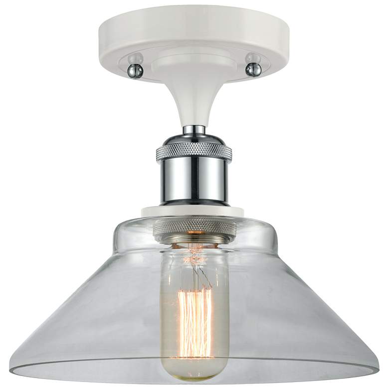 Image 1 Orwell 8.38 inch Wide White and Polished Chrome Semi Flush Mount w/ Clear 
