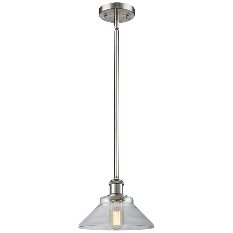 Image 1 Orwell 8.38"W Brushed Satin Nickel Stem Hung Mini Pendant w/ Clear Sha